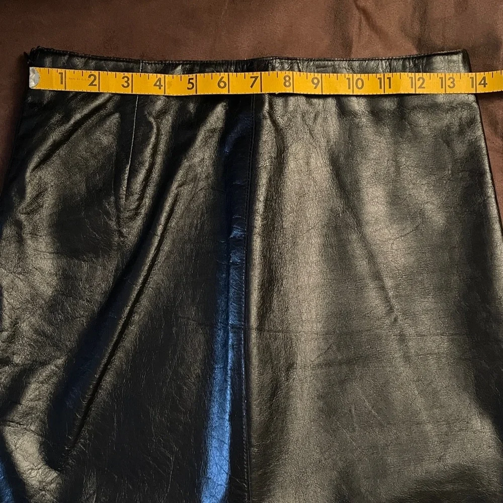 Kenneth Cole Black Leather Pencil Skirt